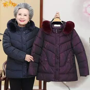 Парки для мам среднего возраста с капюшоном, напечатанные, женские, зимние, утепленные, хлопковые, для бабушки, пуховые пальто XXXXL красный