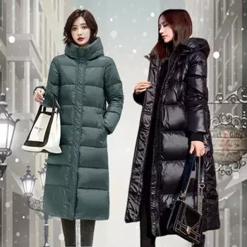 Парки женские новые осенне-зимние утепленные женские теплые длинные парки пальто женские повседневные однотонные свободные пальто с капюшоном куртки верхняя одежда зимняя одежда M зелёный