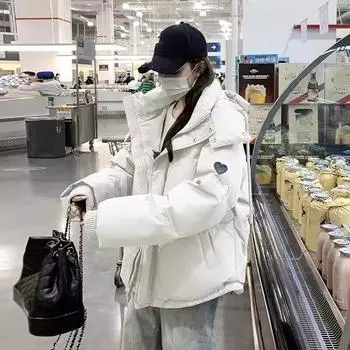 Парки Зимняя предупреждающая повседневная свободная женская куртка с капюшоном на утином пуху однотонная куртка большого размера из мягкого хлопка верхняя одежда XXL белый