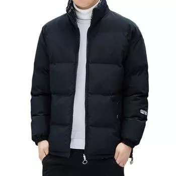 Парная одежда из хлопка для мужчин и женщин, осенняя и зимняя одежда из хлопка, воротник-стойка, одежда из хлопка, плотная двухсторонняя зимняя одежда XXXXXL чёрный