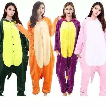 Парная осенне-зимняя теплая фланелевая домашняя одежда комбинезон с изображением животных из мультфильмов унисекс милая домашняя одежда S