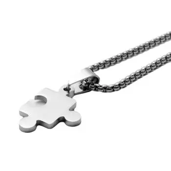 Парная подвеска-пазл Ювелирное изделие из нержавеющей стали Символы мужчины и женщины Два в одном Аксессуары из титановой стали chain length 50CM