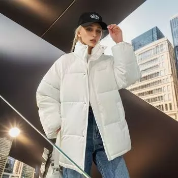 Парная стеганая одежда брендовая гонконгская в стиле большой размер короткая стеганая одежда куртка свободная утолщенная стеганая куртка женская зимняя интернет-знаменитости M синий