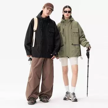 Парная уличная куртка с капюшоном куртка водонепроницаемая многоцветная повседневная M армия зеленый