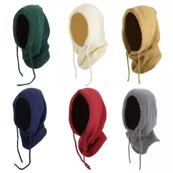 Парная вязаная шапка на шнурке, удлиненная версия, ветрозащитная теплая шапка для улицы, мягкая, большая окружность головы One Size бежевый