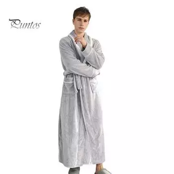 Парная зимняя ночная рубашка из плотной фланели, теплая, регулируемый пояс на шнуровке, однотонная, с витой текстурой, карманы, отличное впитывание воды, женская домашняя одежда для спа-отеля M серый