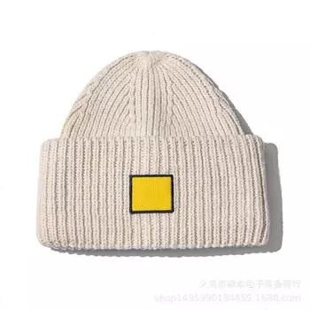 Парная зимняя шапка из толстой шерсти высокого качества с изображением улыбающегося лица для мужчин и женщин, парная зимняя теплая вязаная шапка с загнутым краем One Size