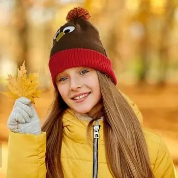 Парная зимняя шапка на День благодарения Шапка из индейки, эластичная толстая унисекс шапка с помпоном, сохраняющая тепло головной убор A