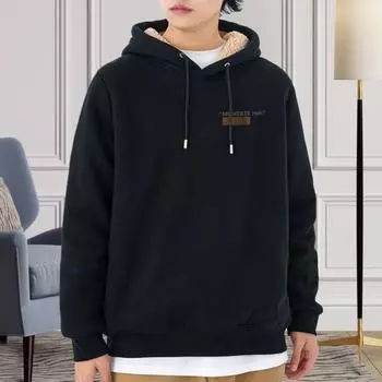 Парная зимняя толстовка с капюшоном на флисовой подкладке с термоизоляцией, однотонная, со шнурком и резинкой M хаки