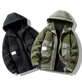 Парная зимняя ветрозащитная флисовая куртка с капюшоном M