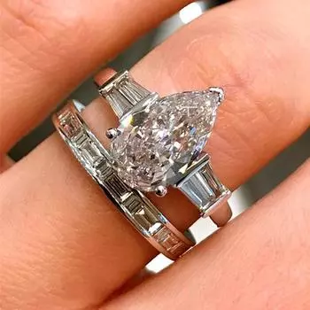 Парное кольцо с преувеличенным дизайном в виде капли воды для девочек, персонализированное технологичное кольцо, ювелирные изделия высокого класса No.6