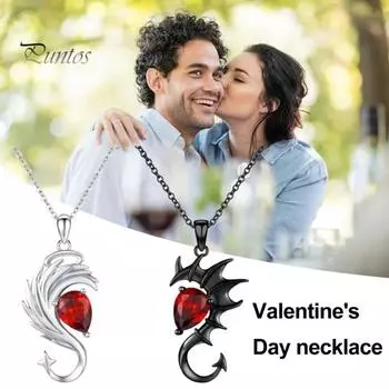 Парное ожерелье «Ангел и дьявол», подвеска «Крылья» со стразами, парные украшения для пар, подарок на День святого Валентина, дни рождения, годовщины, рождественский подарок чёрный/серебряный