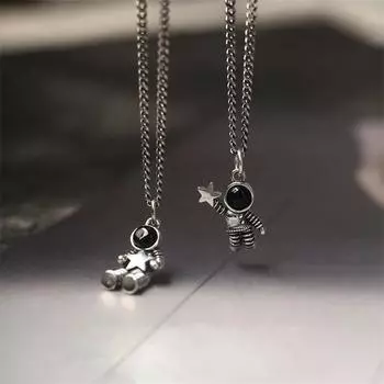 Парное ожерелье для женщин и мужчин, простое ожерелье с мультяшной космической звездой и астронавтом, ювелирные изделия, колье, подарки дружбы