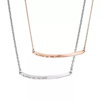 Парное ожерелье из гипоаллергенной хирургической нержавеющей стали 316L Diamond Twist Double Hanging Pink Silver [White Clover] & 4SUP079GO&4SUP079SV