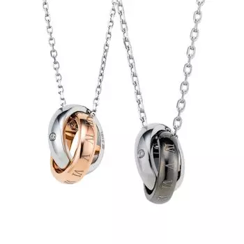 Парное ожерелье из хирургической нержавеющей стали 316L с бриллиантами и римскими цифрами в виде атласа, золотого и черного цветов [белый клевер] и 4SUP021GO и 4SUP021GU