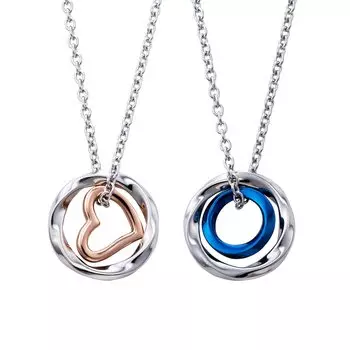 Парное ожерелье из хирургической нержавеющей стали Mobius [Белый клевер] 4SUP069GO&4SUP069BL