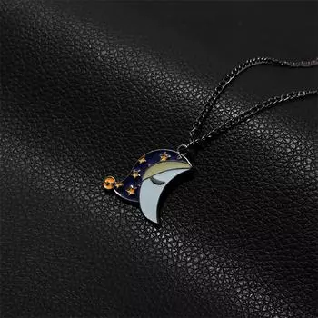 Парное ожерелье с изображением солнца и луны, металлическое эмалированное ожерелье с подвеской в виде пары солнца и луны