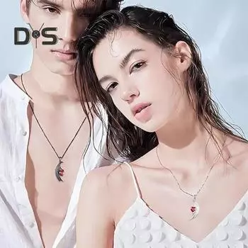 Парное ожерелье с крыльями ангела и дьявола, парное ожерелье с красными перьями и стразами, ювелирные изделия на День святого Валентина, подарки для пар 2pcs