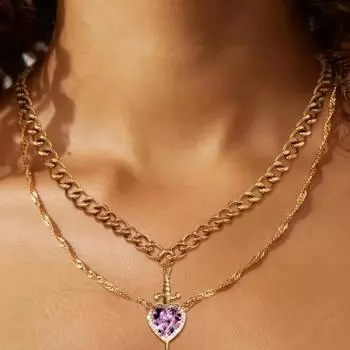 Парное ожерелье с кубическим цирконием в форме сердца, парное ожерелье в форме романтического сердца, парные украшения для него, подарок на ее день святого валентина