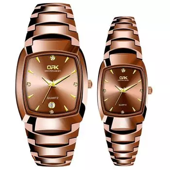 Парные часы Парные часы из нержавеющей стали Стильные кофейные аналоговые часы с календарем 3ATM Водонепроницаемые кварцевые часы для отдыха и бизнеса Пара Модные аксессуары для дня