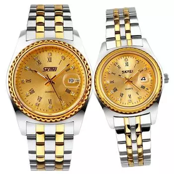 Парные часы Парные часы Пара Популярные женские парные часы Набор наручных часов Классические золотые серебряные часы Браслет из нержавеющей стали Водонепроницаемые Роскошный подарок на день свадьбы