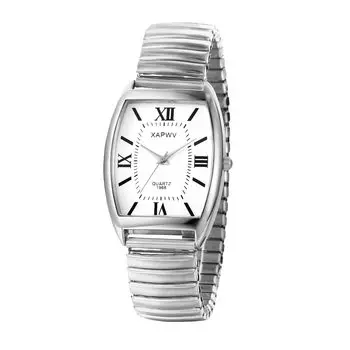 Парные часы Парные мужские часы из нержавеющей стали: Аналоговый дисплей квадратный водонепроницаемый простой длины регулируемые кварцевые часы модные часы серебристый -