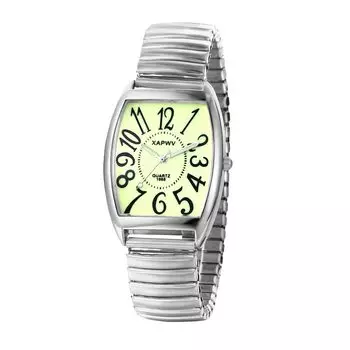 Парные часы Парные мужские часы из нержавеющей стали: Аналоговый дисплей квадратный водонепроницаемый простой длины регулируемые кварцевые часы модные часы серебристый -