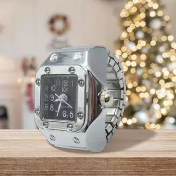 Парные часы с регулируемым пальцем, устойчивые к ржавчине, эластичные кварцевые часы для женщин чёрный