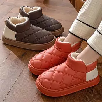 Парные хлопковые тапочки для мужчин и женщин, зимние домашние нескользящие теплые тапочки на толстой подошве 40-41