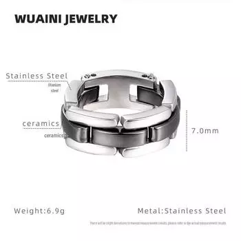 Парные кольца из керамики и титановой стали в корейском стиле — унисекс, европейский и американский дизайн Size 7