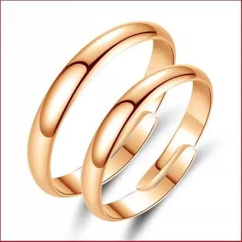 Парные кольца в корейском стиле с покрытием из розового золота - простые любовные украшения для мужчин и женщин Adjustable