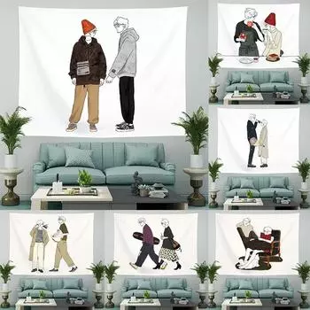 Парные комиксы Простой гобелен Спальня Гостиная Гобелен Украшения для дома Настенный гобелен 100x75cm