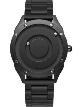 Парные магнитные часы с шарикоподшипником, кварцевые часы, минимализм, повседневные, водонепроницаемые, 40 мм, черный циферблат, черный браслет из нержавеющей стали [EUTOUR] мужские