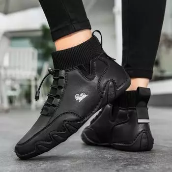 Парные повседневные кожаные ботинки для мужчин и женщин больших размеров, спортивная обувь на мягкой подошве, модные нескользящие кроссовки для бега, дизайнер 35