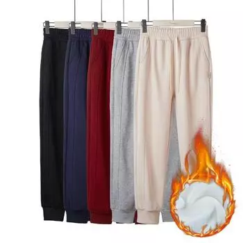 Парные спортивные повседневные брюки из хлопка Star, свободные прямые брюки с высокой талией и флисом M