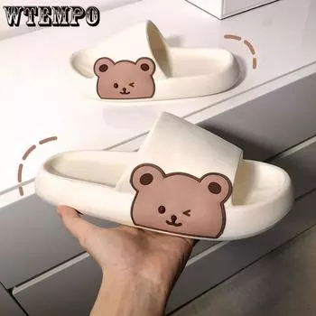 Парные тапочки, летняя корейская версия милого мультфильма, одежда для дома и улицы, противоскользящие и неприятные запахи, легкие сандалии с мягкой подошвой и толстой подошвой 36-37 белый