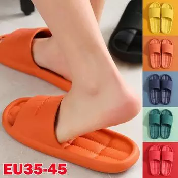 Парные тапочки, модные мягкие домашние тапочки, домашние нескользящие сандалии, летние тапочки на толстой подошве с противоскользящим покрытием для женщин и мужчин 44-45 чёрный