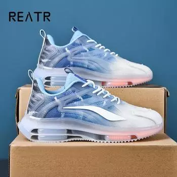 Парные теннисные туфли мужские сетчатые дышащие плоские модные уличные спортивные туфли на шнуровке износостойкие кроссовки для мужчин 39 синий