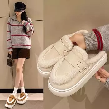 Парные теплые хлопковые туфли на толстой подошве 36-37