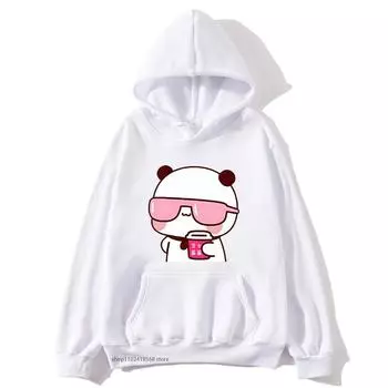 Парные толстовки с капюшоном больших размеров Толстовка с принтом мультфильма «Кавайи» Пуловер Harajuku для мужчин и женщин Толстовка с капюшоном Sudaderas S красный