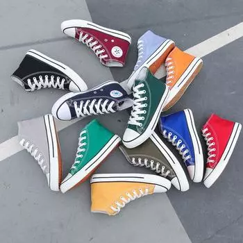 Парные туфли из парусины в стиле колледжа, однотонные, высокие, мужские и женские туфли в стиле ретро 1970-х годов 35