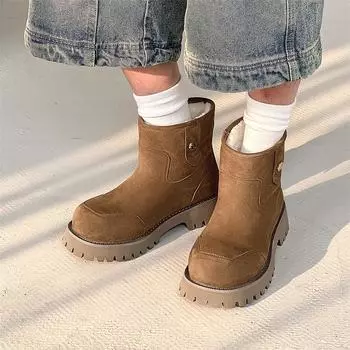 Парные зимние ботинки «Челси», средней высоты, с бархатной подкладкой, толстая подошва, универсальные мужские ботинки в британском стиле Martin. Women s 39 серый