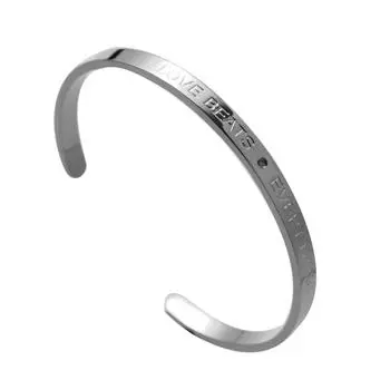 Парный браслет из нержавеющей стали с модными буквами, глянцевый персонализированный открытый браслет белый