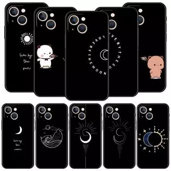 Парный черный и белый Love Sun Moon роскошный чехол для телефона iPhone 13 15 14 12 11 Pro MAX XR X SE XS 7 8 Plus силиконовый чехол iPhone 14