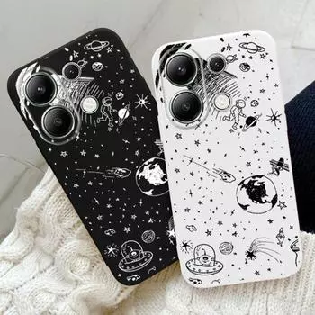 Парный мягкий силиконовый чехол Starry Sky для Xiaomi Redmi Note 13 Pro 14C Samsung A55 S24 FE iPhone Huawei Honor Realme Camera Защитный противоударный чехол Samsung Galaxy S9 Plus