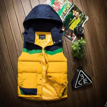 Парный мужской пуховый хлопковый жилет мужской молодежный осенне-зимний утолщенный модный жилет куртка терморубашка S жёлтый