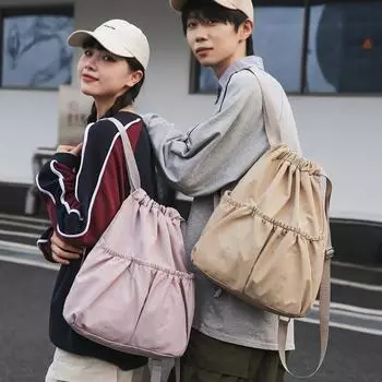 Парный нейлоновый рюкзак, новый стандарт, трендовая сумка-ведро со шнурком, легкая, водонепроницаемая, для езды на велосипеде, универсальный рюкзак