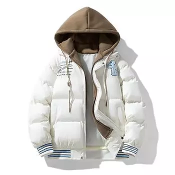 Парный стиль зимнее толстое мужское пальто с капюшоном хлопковая куртка молодежная корейская версия куртка из хлеба XXXXL чёрный