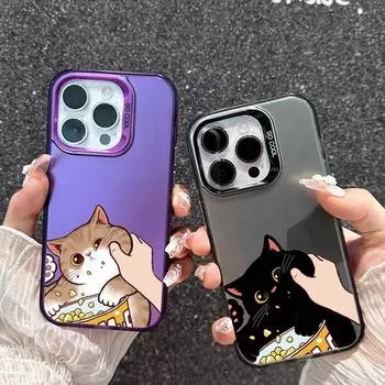 Парный забавный чехол для кота для iPhone 16 Samsung A55 A35 S24 FE Xiaomi Redmi Note 13 Pro 14C A3 Huawei Honor 200 противоударный чехол-бампер для телефона с защитой от царапин Samsung A54 5G