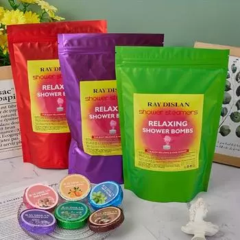 Пароход для душа Бомбочки для душа 6 ароматов Смесь эвкалипта, ментола, лаванды и эфирного масла Подарок на день Святого Валентина, Рождество или день рождения Таблетки для душа 6pcs/bag красный